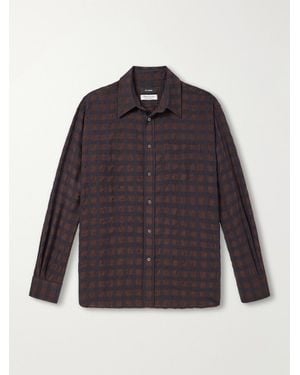Willy Chavarria Veterano Puckered Felted Satin-Twill And Virgin Wool-Blend Shirt - Blue