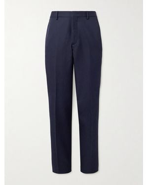 Loro Piana Jarno Straight-Leg Wool And Cotton-Blend Twill Trousers - Blue