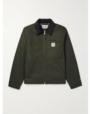 Carhartt Detroit Jacke aus Biobaumwoll-Canvas mit Cordkragen - Grün