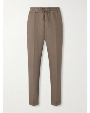 Altea Mattia Straight-leg Linen Drawstring Trousers - Natural