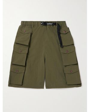 Kapital Cotton And Nylon-Blend Ripstop Drawstring Cargo Shorts - Green