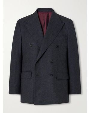 Rubinacci Double-Breasted Virgin Wool-Twill Blazer - Blue