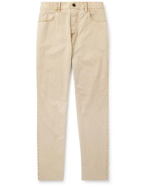 James Perse Slim-Fit Straight-Leg Brushed Cotton-Blend Twill Pants - Natural