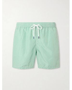 Fedeli Madeira Straight-leg Mid-length Printed Swim Shorts - Green