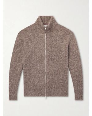 Brunello Cucinelli Brushed Cashmere And Silk-Blend Zipped Jumper - Brown