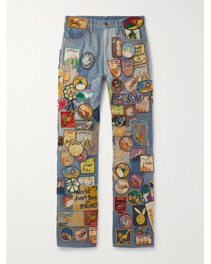 Kapital Slim-Fit Flared Appliquéd Jeans - Blue
