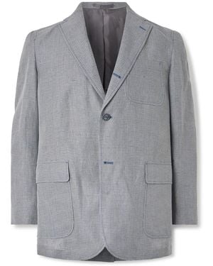 Beams Plus 3B Checked Linen-Blend Suit Jacket - Gray