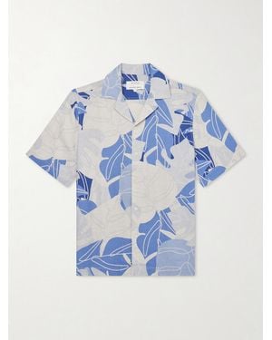 Frescobol Carioca Roberto Camp-collar Printed Linen Shirt - Blue