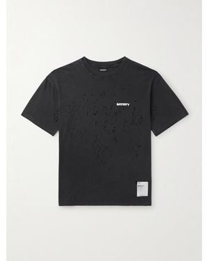Satisfy Logo-Print Distressed Mothtech Cotton-Jersey T-Shirt - Black