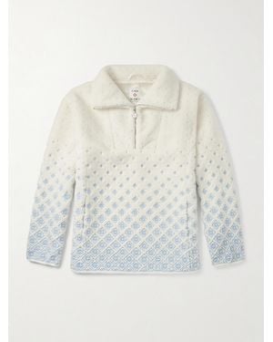 CASABLANCA Pullover aus Fleece mit Jacquard-Muster und kurzem Reißverschluss - Weiß