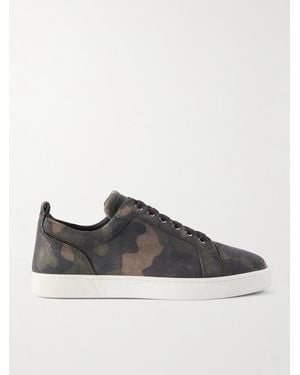 Christian Louboutin Louis Junior Sneakers aus Nubukleder mit Camouflage-Print - Grün