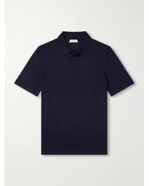 Gabriela Hearst Stendhal Cashmere And Silk-blend Polo Shirt - Blue