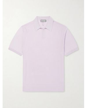 Canali Cotton And Silk-Blend Polo Shirt - Pink