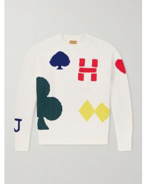 Human Made Intarsia Wool-Blend Jumper - White