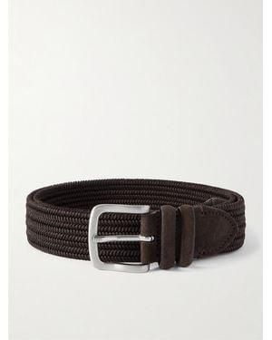 MR P. 3.5Cm Suede-Trimmed Woven Belt - Black