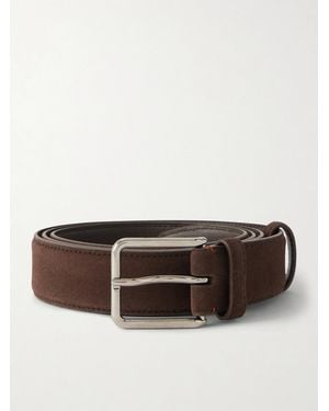 Loro Piana Monterey 3.2cm Suede Belt - Brown