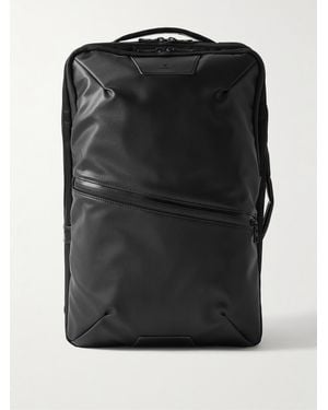 master-piece Progress 2Way Leather-Trimmed Coated-Shell Backpack - Black