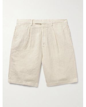 Boglioli Straight-Leg Pleated Linen Shorts - Natural