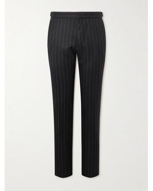 Tom Ford Dyllan Slim-Fit Tapered Striped Wool-Twill Suit Trousers - Black