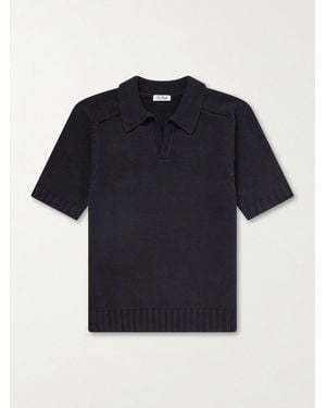 De Petrillo Knitted Cotton Polo Shirt - Blue