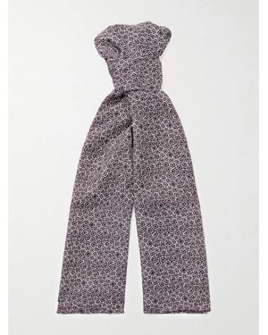 Charvet Printed Silk-Voile Scarf - Purple