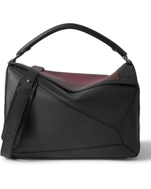Loewe Albers Puzzle Edge Large Logo-Debossed Leather Messenger Bag - Black