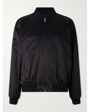 Gucci Monogrammed Cotton-Blend Satin Jacket - Black