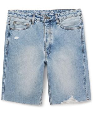 MANAAKI Tama Slim-Fit Straight-Leg Distressed Denim Shorts - Blue