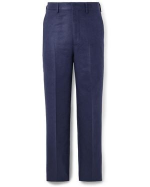 Gabriela Hearst Harold Straight-Leg Brushed Silk-Felt Suit Pants - Blue