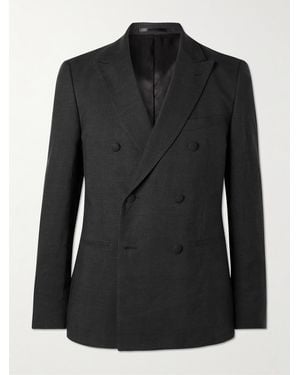 MR P. Double-Breasted Linen Tuxedo Jacket - Black