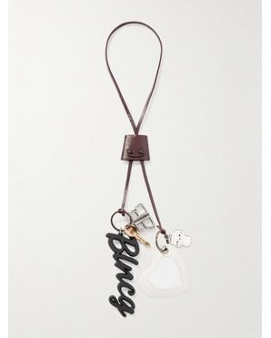 Balenciaga Le City 2 Embellished Textured-Leather, - And-Tone Key Fob - Bianco