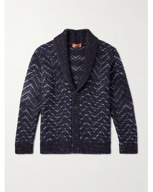 Missoni Shawl-Collar Jacquard-Knit Cardigan - Blue
