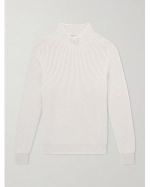 Brunello Cucinelli Ribbed Cashmere Rollneck Jumper - White