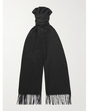 Celine Logo-Embroidered Fringed Cashmere Scarf - Blu