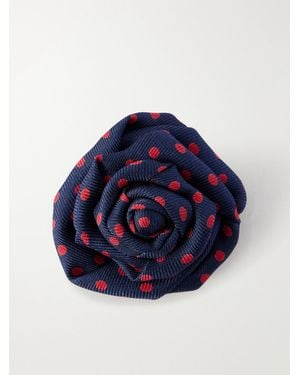 Charvet Polka-Dot Silk-Twill Lapel Pin - Blue