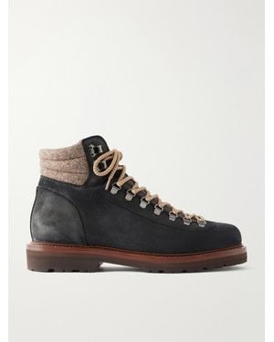 Brunello Cucinelli Waxed-Suede Hiking Boots - Schwarz