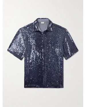 Dries Van Noten Sequined Crepe Shirt - Blue