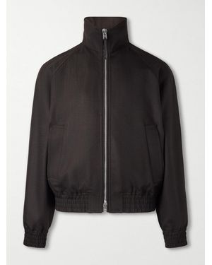Tom Ford Leather-Trimmed Wool And Silk-Blend Jacket - Black