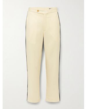 Bode Player Straight-Leg Bead-Embellished Felted Wool-Blend Twill Trousers - Natural