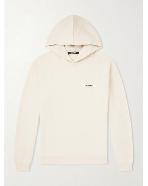 Jacquemus Logo-Appliquéd Cotton-Jersey Hoodie - Natural