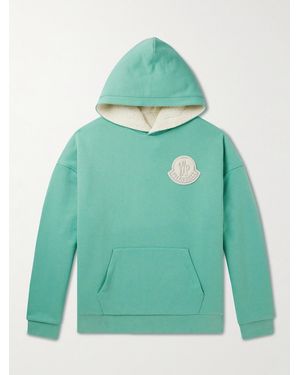 Moncler Genius Pharrell Williams Reversible Logo-Appliquéd Cotton-Jersey And Fleece Hoodie - Green