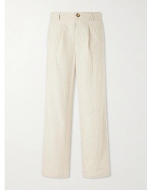 Oliver Spencer Cotton And Linen-Blend Drawstring Trousers - White