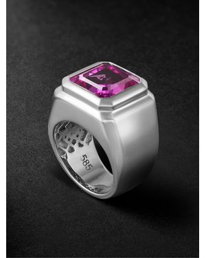 42 Suns 14-Karat Sapphire Signet Ring - Nero