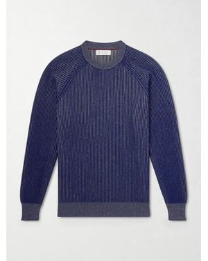 Brunello Cucinelli Ribbed Cashmere Jumper - Blue