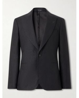 MR P. Slim-Fit Linen Tuxedo Jacket - Black
