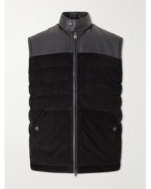 Brioni Leather-Trimmed Suede Gilet - Schwarz
