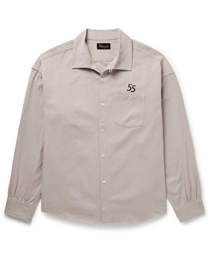 Visvim Palmer Convertible-Collar Embroidered Cotton-Twill Shirt - Gray