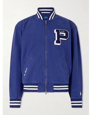Polo Ralph Lauren Logo-Appliquéd Cotton Bomber Jacket - Blue