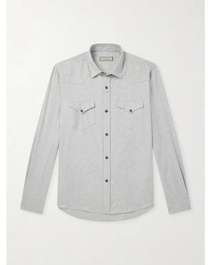 Canali Lyocell And Cotton-Blend Herringbone Shirt - White