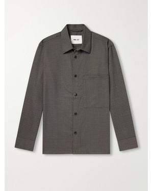 NN07 Freddy 10071 Checked Basketweave Wool-Blend Shirt - Grey